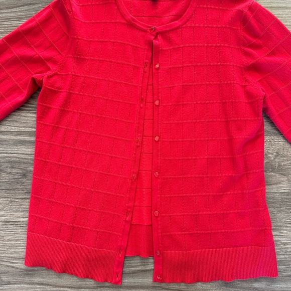 Cable & Gauge Vibrant Red Cardigan - Medium - Picture 2 of 5